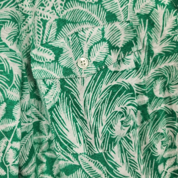 J. McLaughlin Brynn Preppy Linen Button-Up Shirt Tropical Print Green White XL - Picture 8 of 12